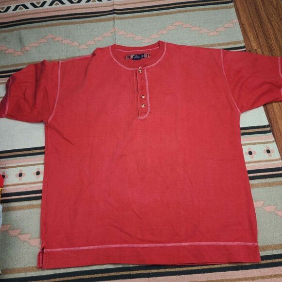 Authentic GFC Shirt Men Medium Red Short Sleeve Heavy Cotton Vintage 90s - Picture 1 of 5